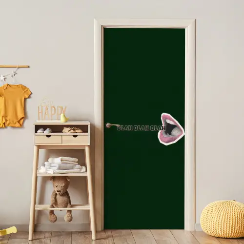 BLAH BLAH BLAH - Mond - Groen deurposter klein -sfeer4