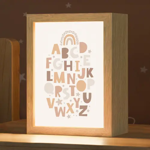 Alfabet - Sterren - Regenboog - Pastel kleuren - Educatief Light Box met kabel klein -zzz_3d_website