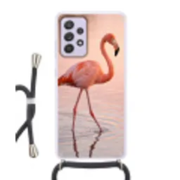 Flamingo - Water - Roze Hoesje Samsung Galaxy A52 5G met koord klein -3d