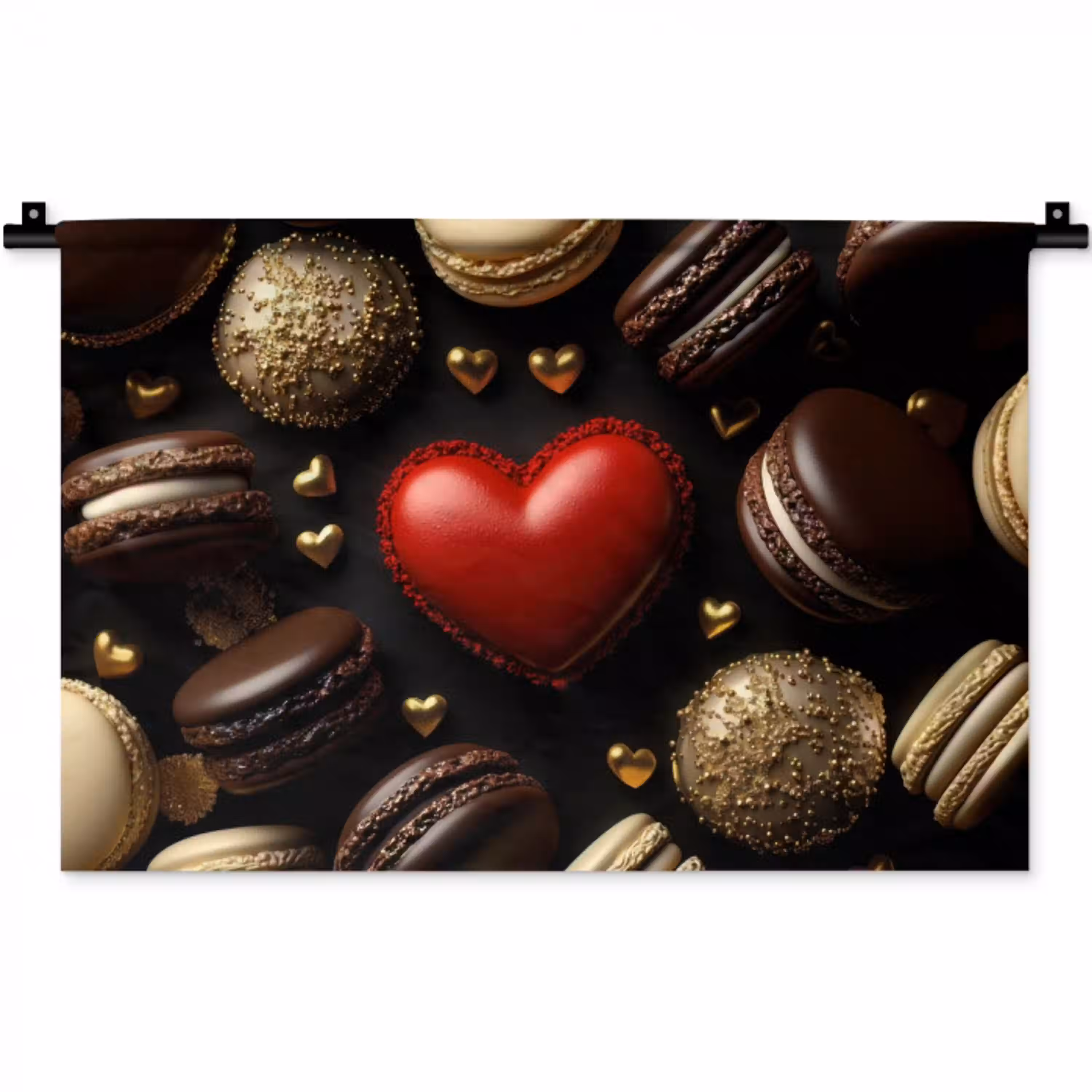 Macarons - Rood - Hart Wandkleed katoen klein -zz3d