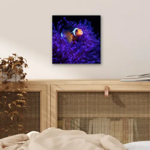 Koraal - Vis - Oranje - Zee aluminium wit klein -sfeer3