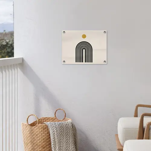 Minimalistisch - Zwarte boog - Gouden cirkel tuinposter los doek klein -sfeer8