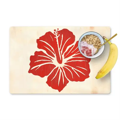 Rode hibiscusbloem - Textuur achtergrond - Beige Placemat vinyl groot -zzzproduct_Kitchenyeah-website