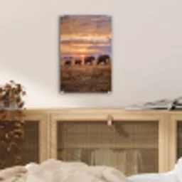 Olifanten - Savanne - Zonsondergang - Afrika - Warm plexiglas 5mm klein -sfeer4