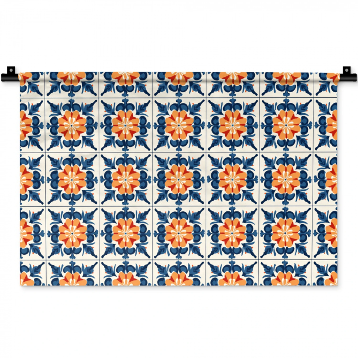 Traditioneel - Tegel - Oranje Wandkleed katoen klein 269 -zz3d