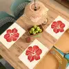 Rode hibiscusbloem - Textuur achtergrond - Beige Placemat vinyl groot -zzsfeer5_Kitchenyeah-website