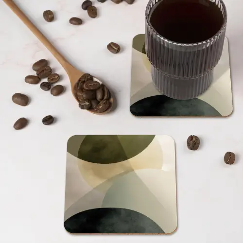 Vlakken - Abstract - Beige - Cirkels onderzetter kurk middel -sfeer2