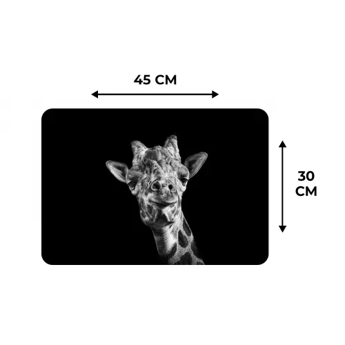 Giraffe - Dier - Zwart - Wit Placemat vinyl groot -specs
