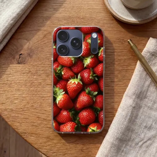 Aardbei - Fruit - Rood Telefoonhoesje iPhone 17 Pro klein -sfeer1
