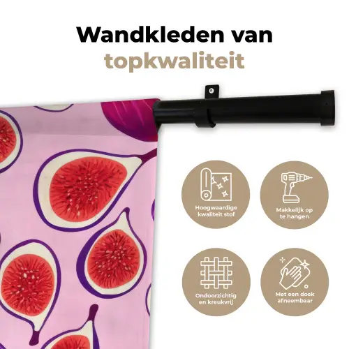 Vijgen - Roze - Paars Wandkleed katoen klein -sfeer2