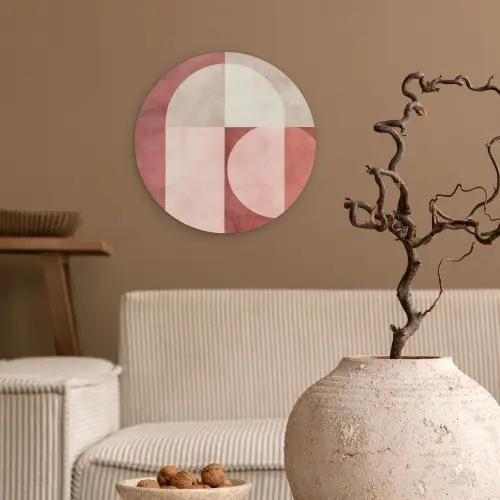 Figuren - Abstract - Roze Wandcirkel kunststof plaat 5mm dik klein -sfeer1