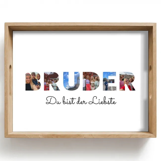 Personalisierte Tablett - Bruder - Buchstaben-Collage