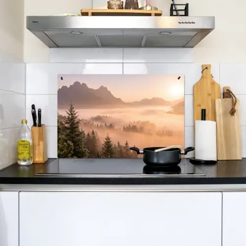 Zonlicht - Mist - Bergen - Bomen Inductie beschemer met haakjes klein -sfeer2