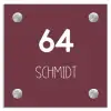 Bordeauxrood - Modern Naambord Vierkant klein -3d