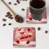 Aardbei - Taart- Eten - Roze onderzetter kurk middel -sfeer2