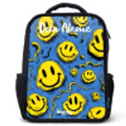 Smiley - Blauw - Geel Rugzak - Zwart middel -3d