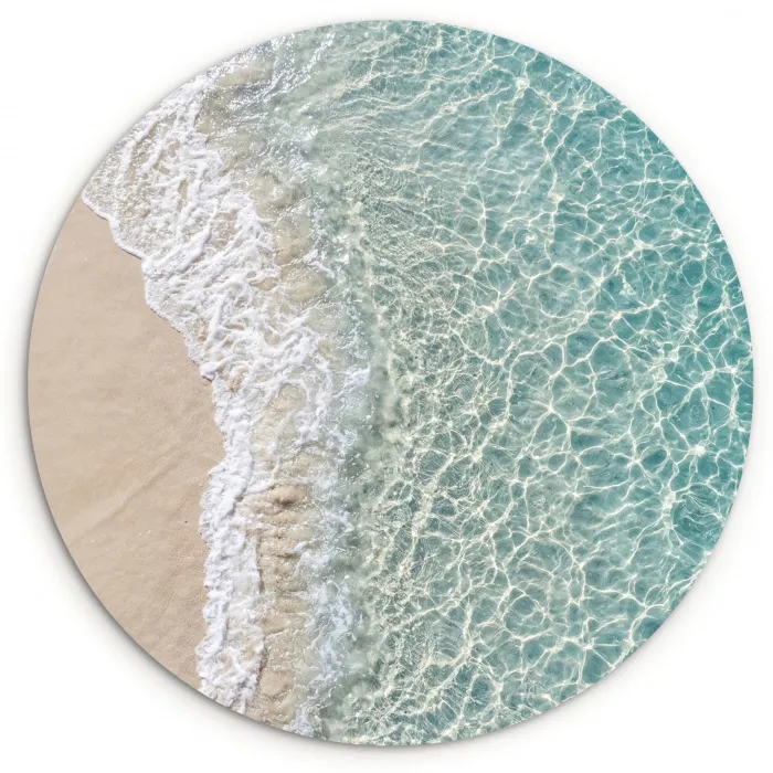 Kust - Zand - Blauw Wandcirkel kunststof plaat 5mm dik klein -3d