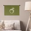 Lijntekening - Appel - Olijfgroen - Blaadje Wandkleed katoen klein -sfeer4