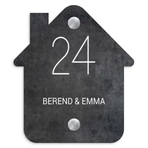 Donker steen - Klassiek Naambord Huisje klein -3d