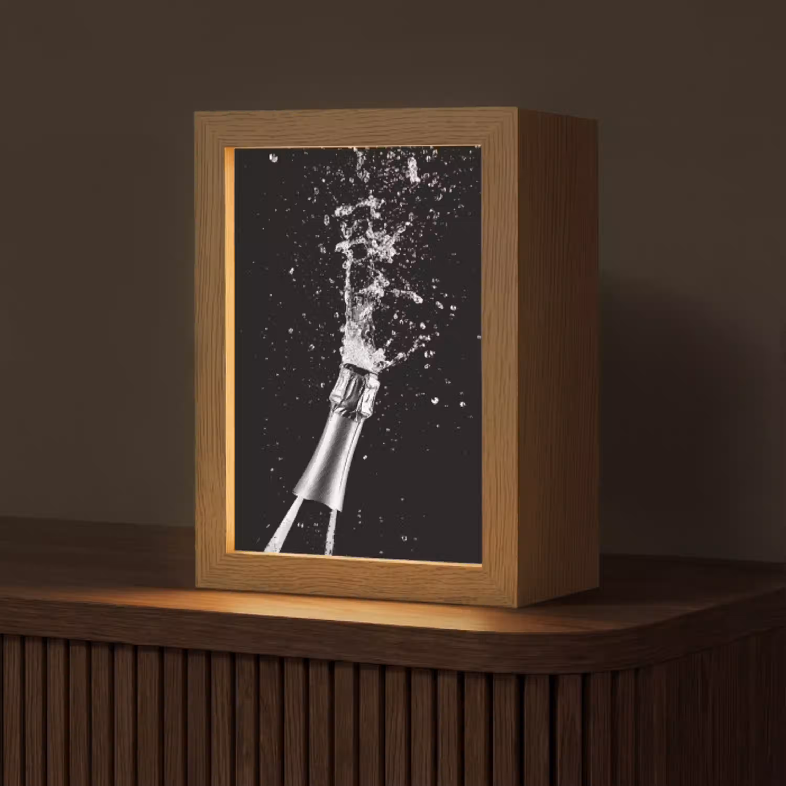 Champagne - Zwart - Spetters - Popping Light Box met kabel (Tafellamp) klein -z3d_website