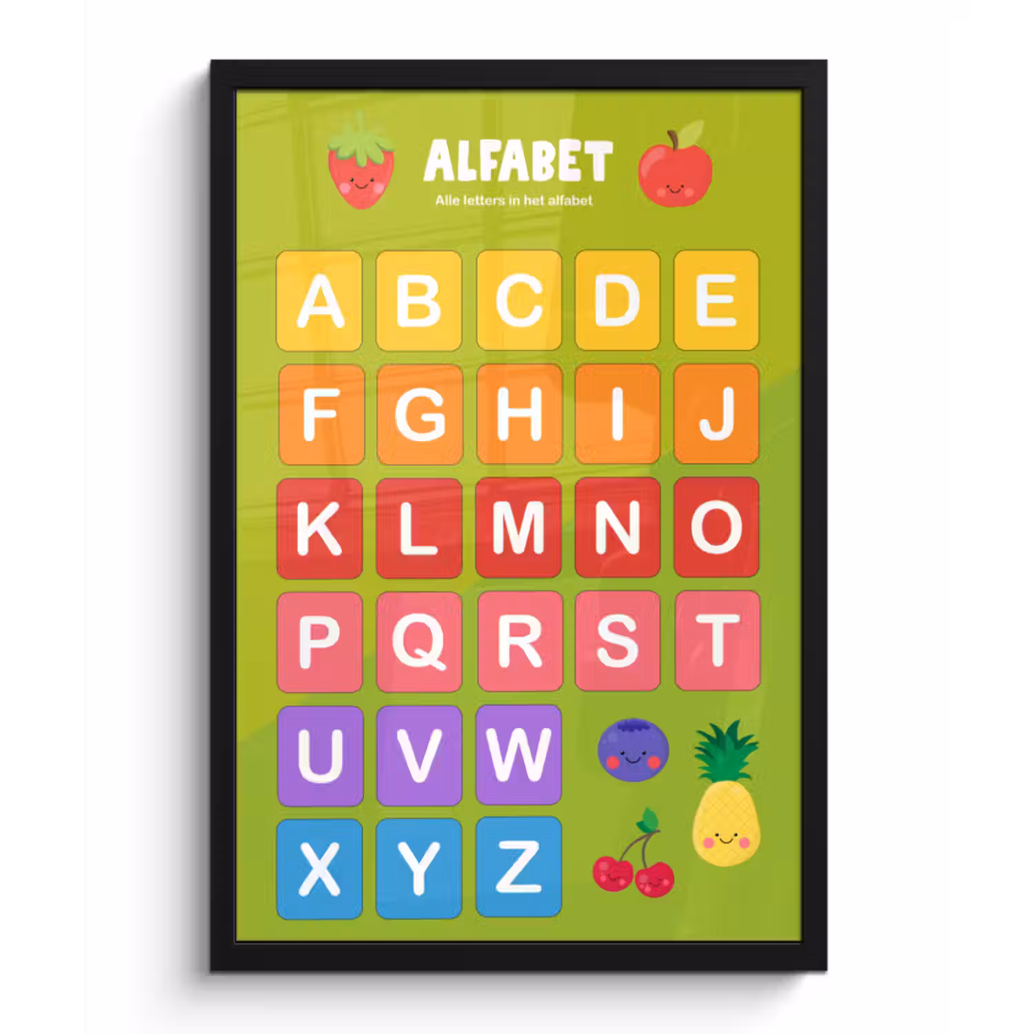 Poster met lijst - Kinderkamer - Alfabet - Educatief - Jongens - Meisjes - Kinderen - Kindje