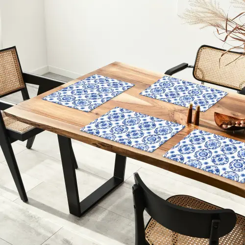 Sierborden - Bloemen - Blauw Placemat vinyl groot 368 -zzsfeer4_Kitchenyeah-website