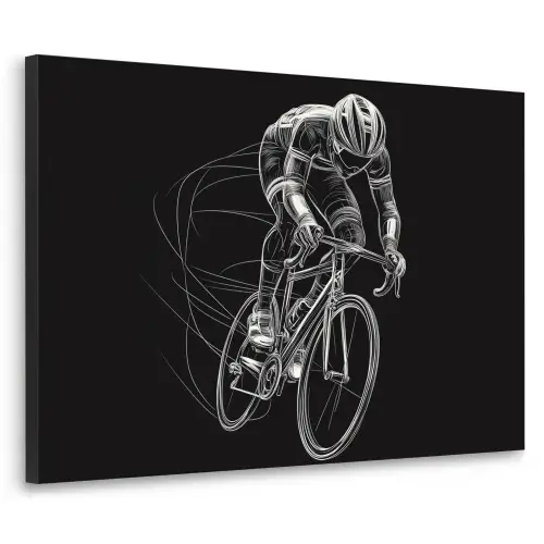 Lijntekening - Wit - Wielrennen - Snelheid Textielframe zwart klein -3d