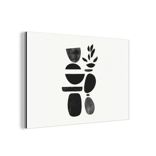 Japandi - Zwart - Abstract aluminium wit klein -3d