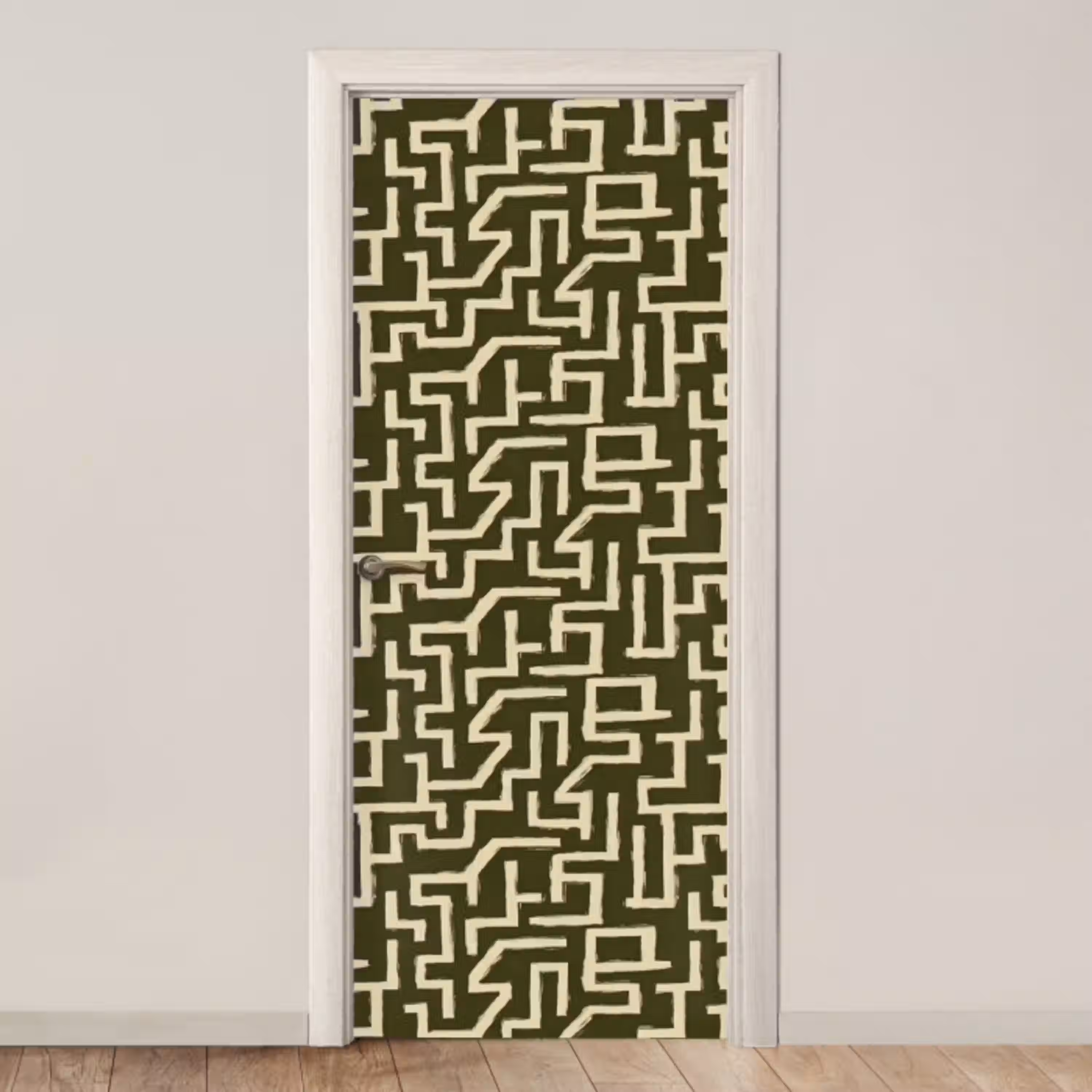 Abstract - Lijnen - Groen deurposter klein 289 -3d_beige