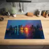 Skyline - Penseelstreken - Donkerblauw - Lichtgevend Inductie beschermer vinyl 3mm klein -sfeer5