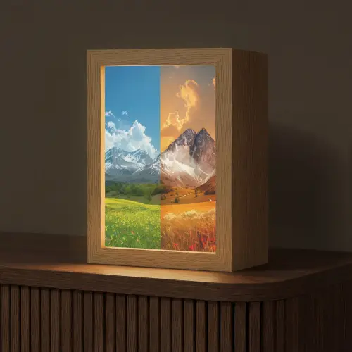 Landschap - 4 seizoenen - Natuur - Winter - Lente - Zomer - Herfst Light Box met kabel (Tafellamp) klein -z3d_website