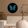 Vlinder - Blauw - Contrast Wandcirkel behangsticker klein -sfeer1