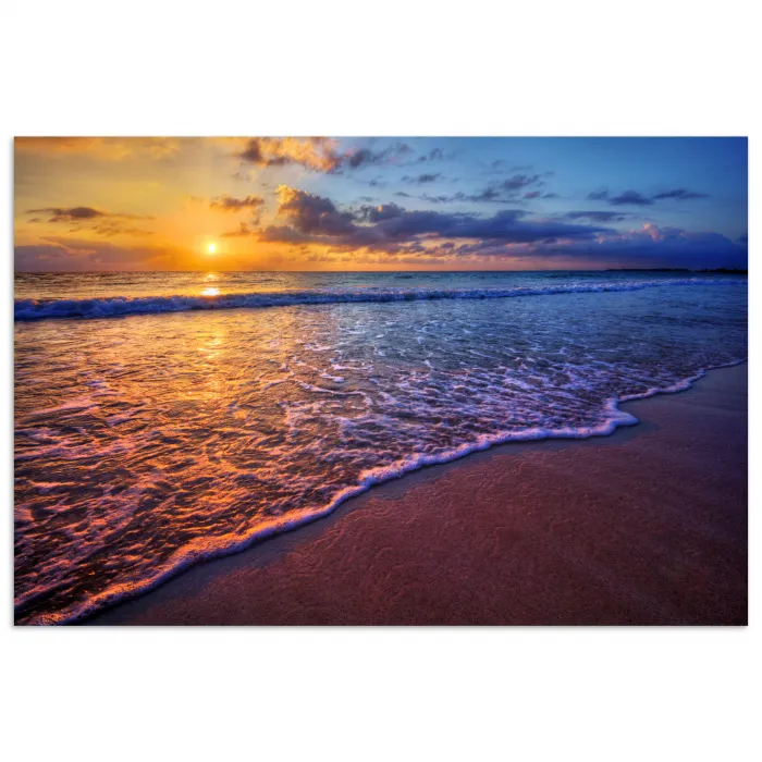 Zee - Strand - Zonsondergang - Wolken - Horizon poster papier klein -3d