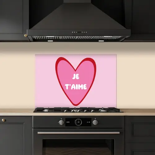 Hart - Frans - Valentijn - Roze keuken achterwand spatscherm klein -sfeer1