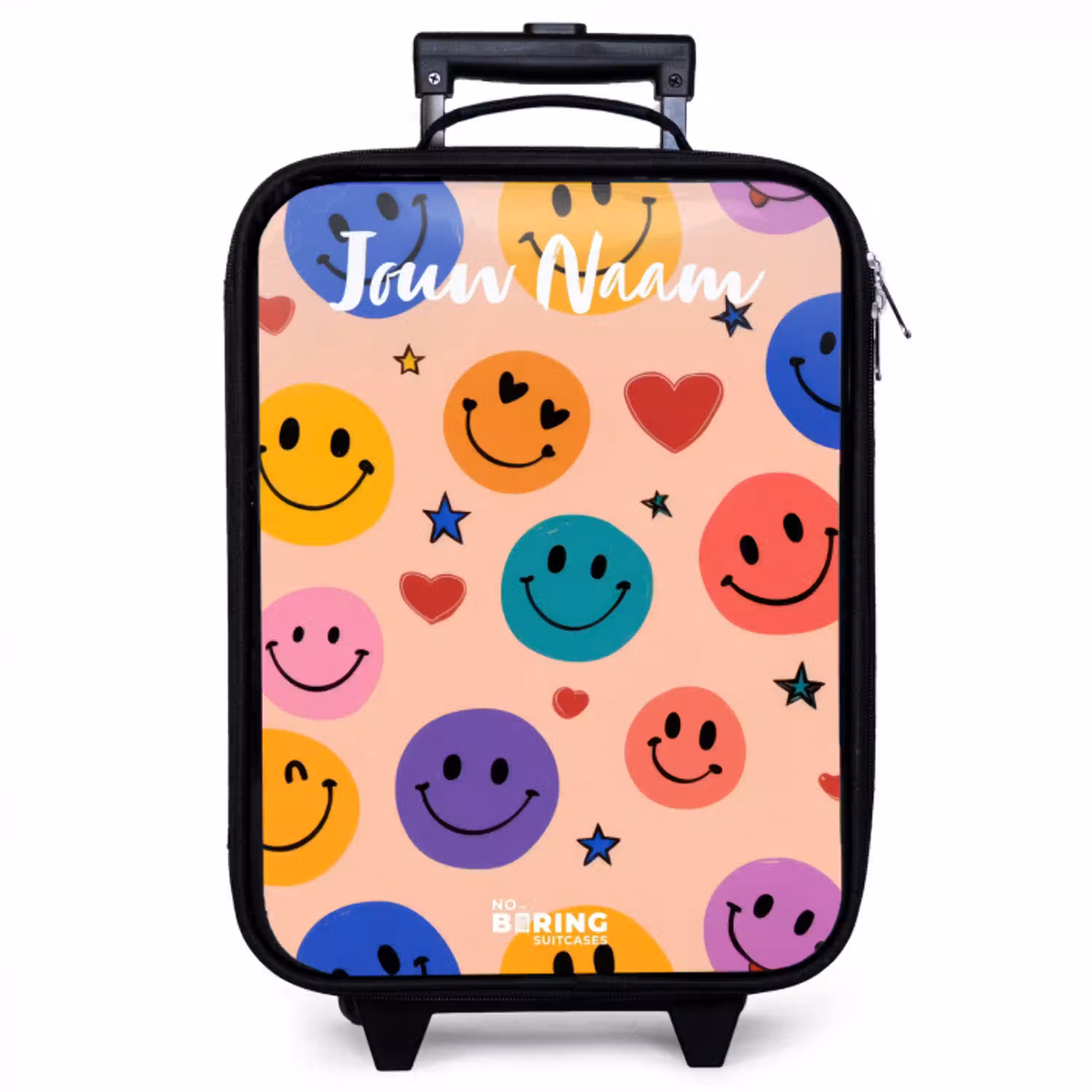 Vrolijk Smiley-patroon Kinderkoffer - Zwart klein -zzz_website3d