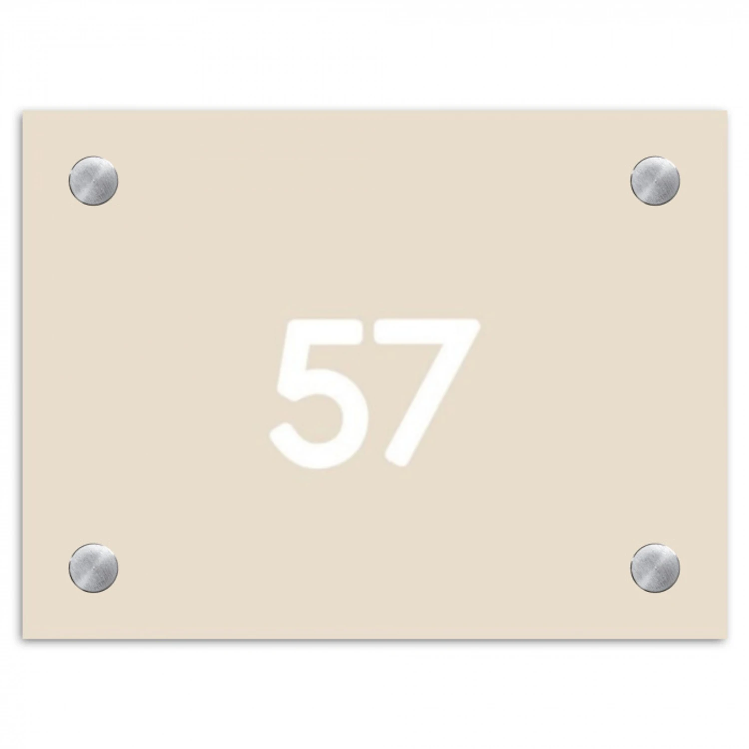 Effen - Beige - Traditioneel Naambord Rechthoek middel -3d