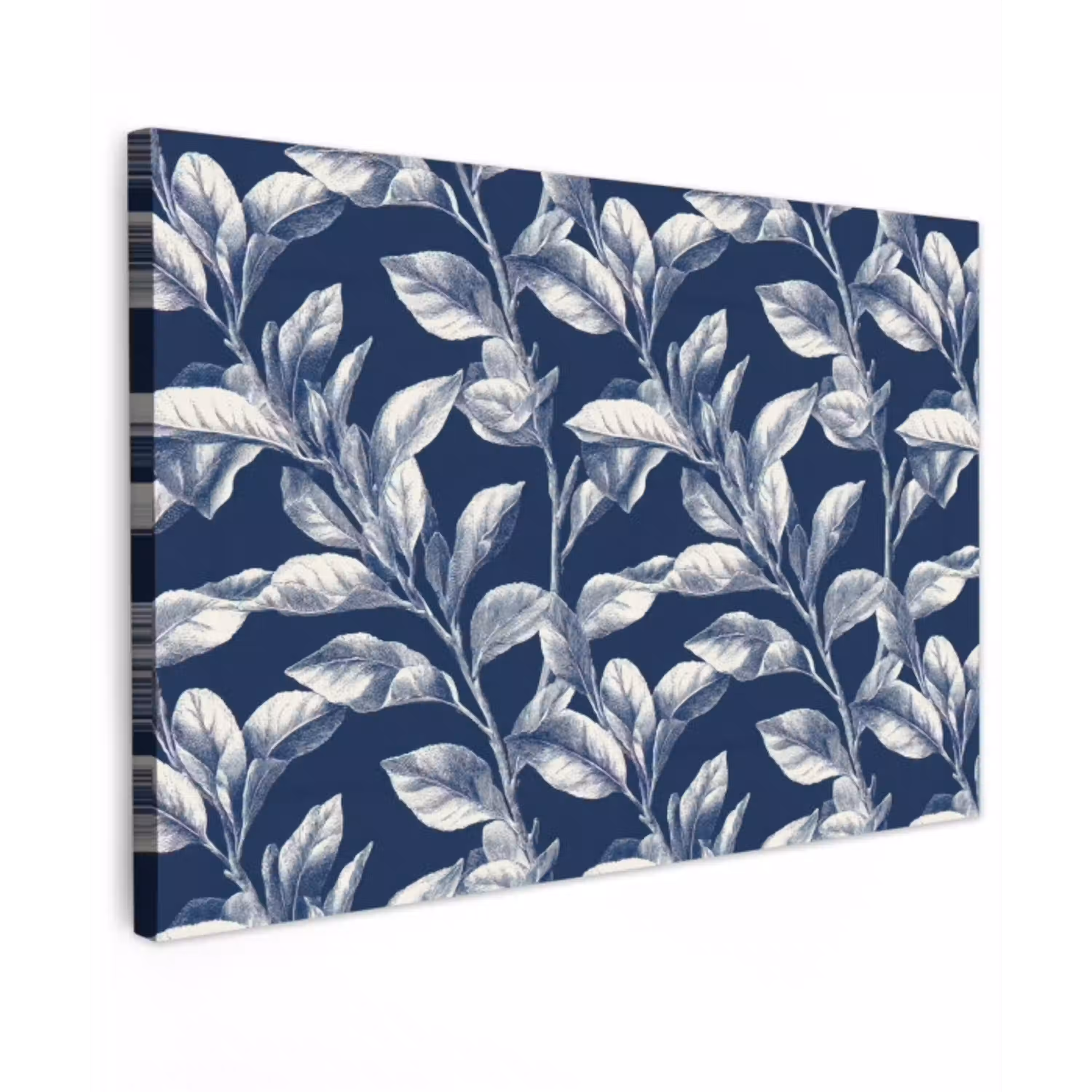 Botanisch - Patroon - Blauw Tuinposter op houten frame 2 cm dik klein 845 -3d