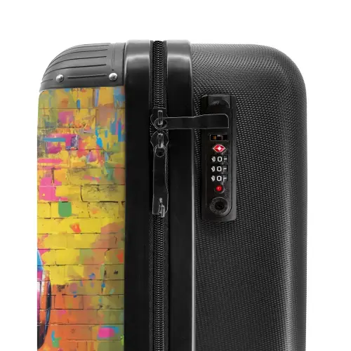 Kleurrijke aap met koptelefoon in graffiti stijl NBS - Handbagage koffer - Kinderen Unisex middel -slot