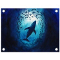 Walvis - Vissen - Donkerblauw tuinposter los doek klein -3d