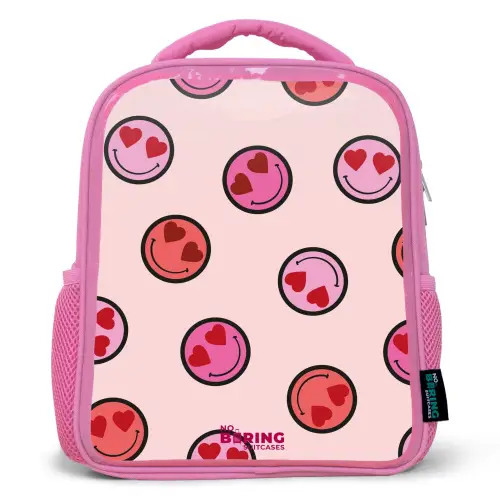 Hartje - Smiley - Patroon Kinderrugzak - Roze middel -3d