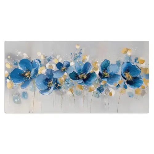 Bloemen - Blauw - Abstract Muismat XXL klein -3d_leeg