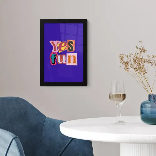 Yes fun - Kleurrijk - Collage-stijl fotolijst zwart zonder passe partout klein -sfeer4
