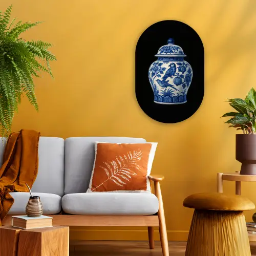 Pot - Delfts Blauw - Bloemen Wandcirkel Ovaal Forex klein -sfeer4