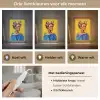 Frida Kahlo - Vrouw - Geel - Blauw - Bloemen Light Box met kabel (Tafellamp) klein -USP_lichtkleurNL