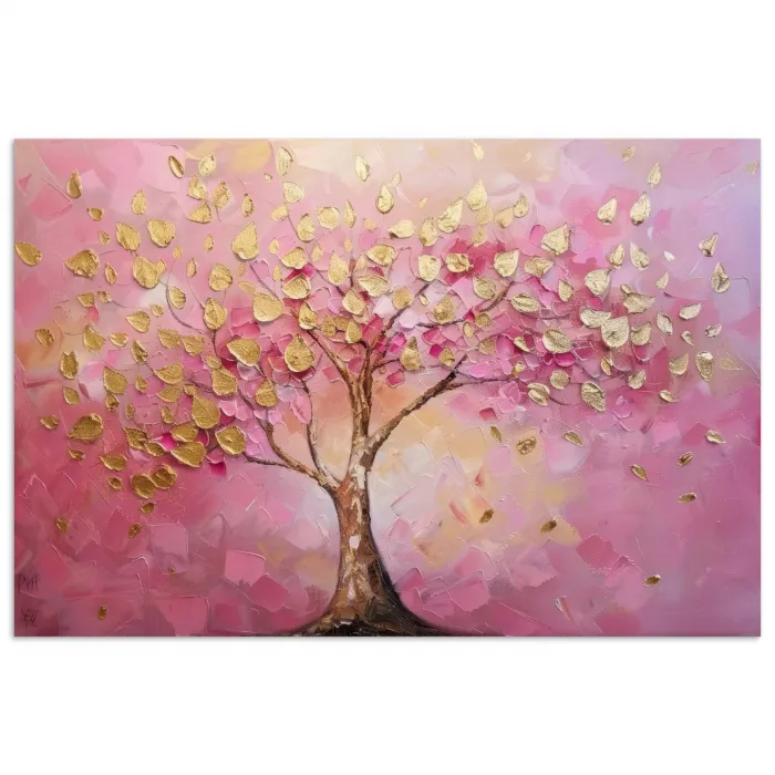 Boom - Roze - Goud - Modern poster papier klein -3d