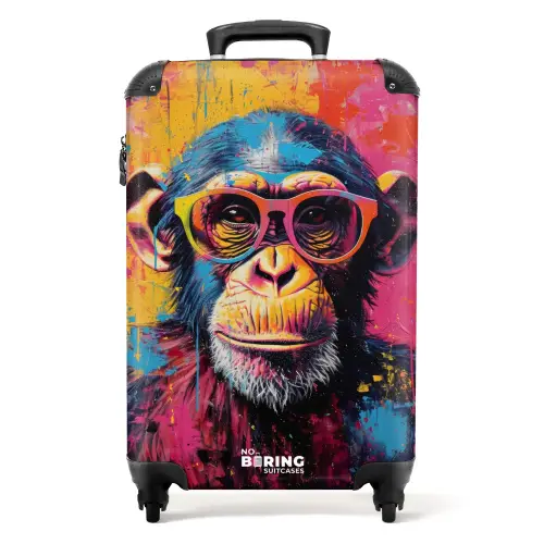 Chimpansee met bril in graffiti stijl NBS - Handbagage koffer - Kinderen Unisex middel -productfoto_recht