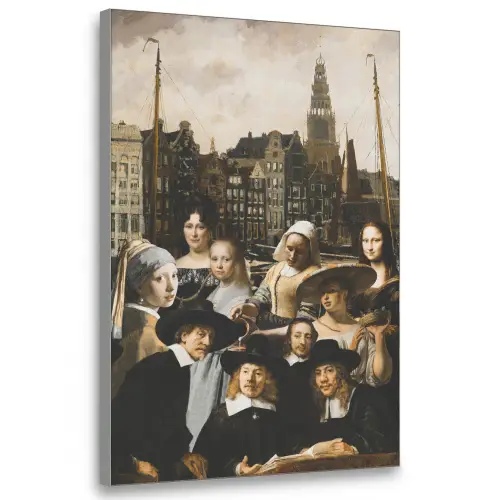 Schilderij - Oude Meesters - Collage Textielframe zilver middel -3d