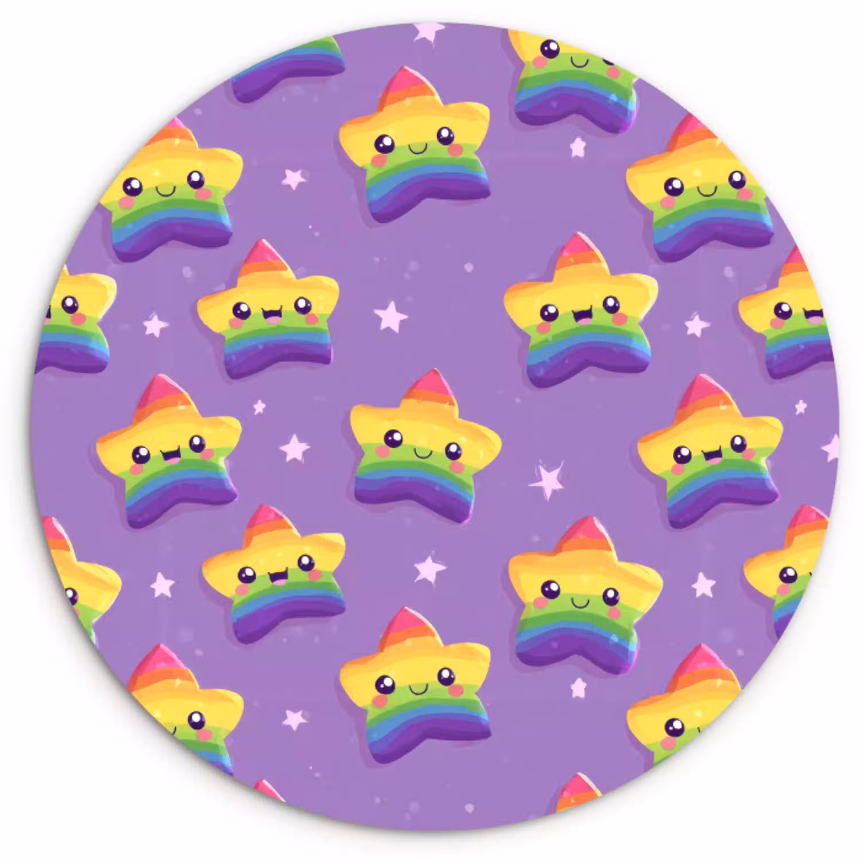 Sterren - Regenboog - Paars Wandcirkel kunststof plaat 5mm dik klein 188 -3d
