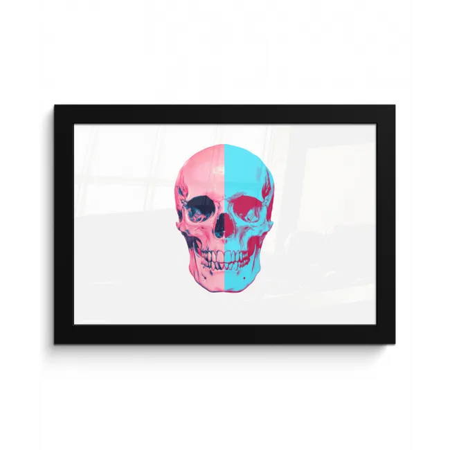 Schedel - Grafisch - Roze - Verdeeld fotolijst zwart zonder passe partout klein -3d