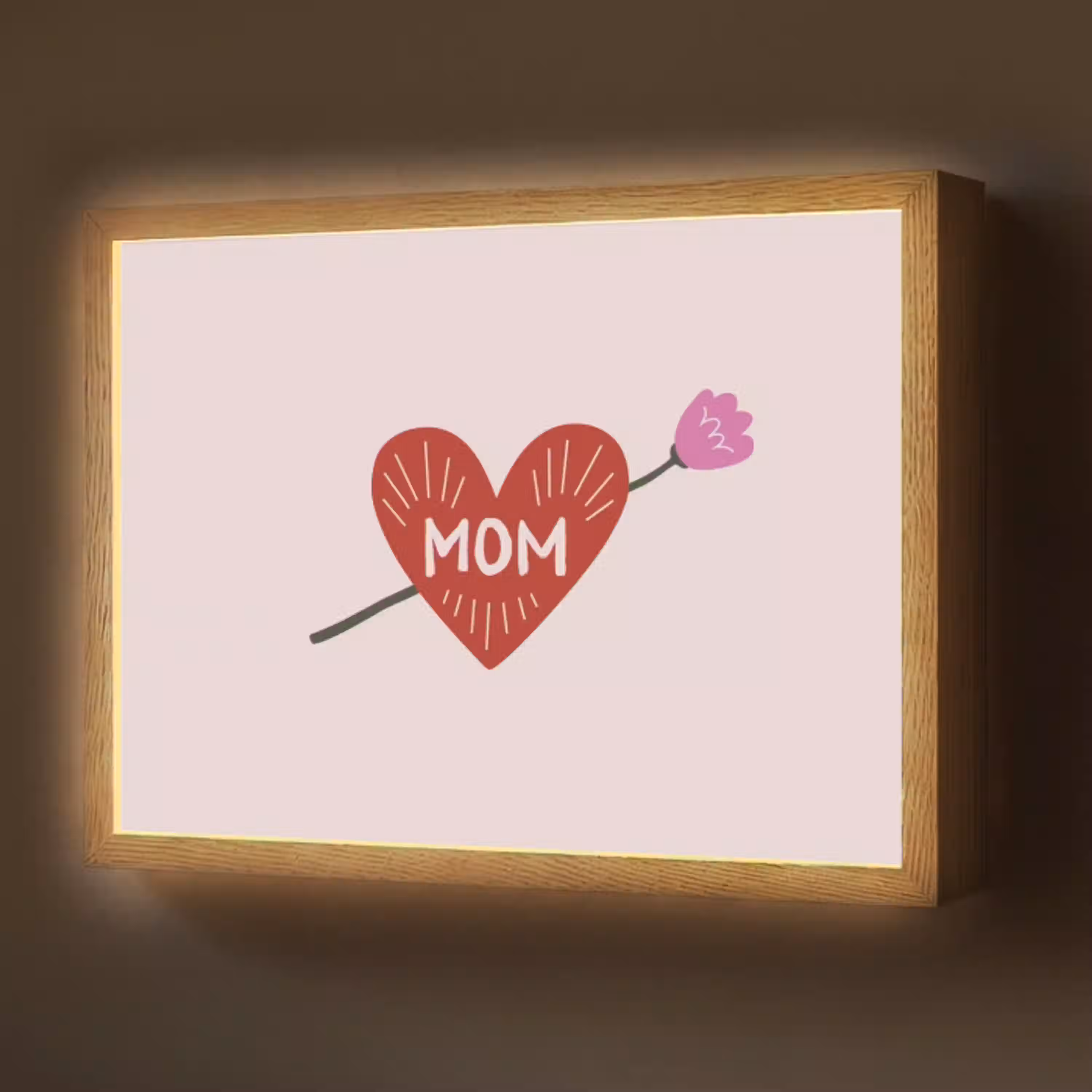 Hart - Rood - Bloem - Moeder Light Box met batterij (Wandlamp) middel -z3d_website